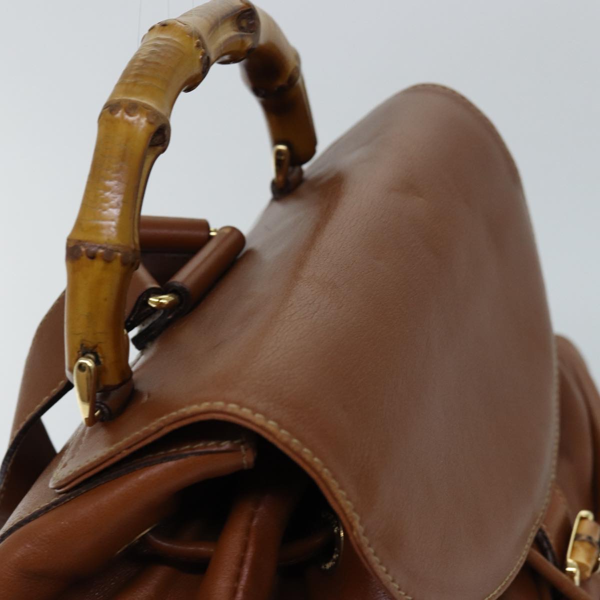 Gucci Bamboo Brown Leather Backpack Bag