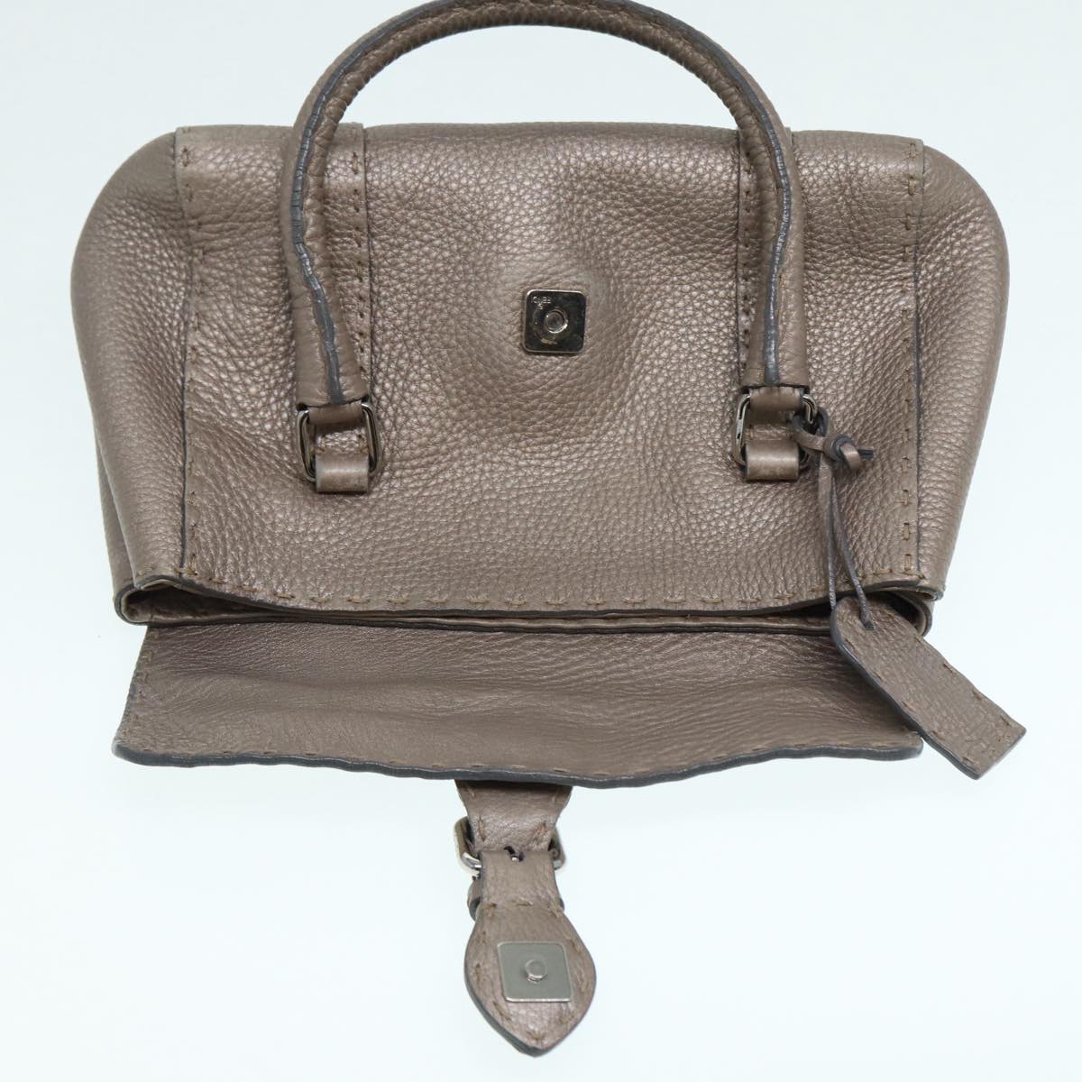 Fendi Selleria Grey Leather Hand Bag