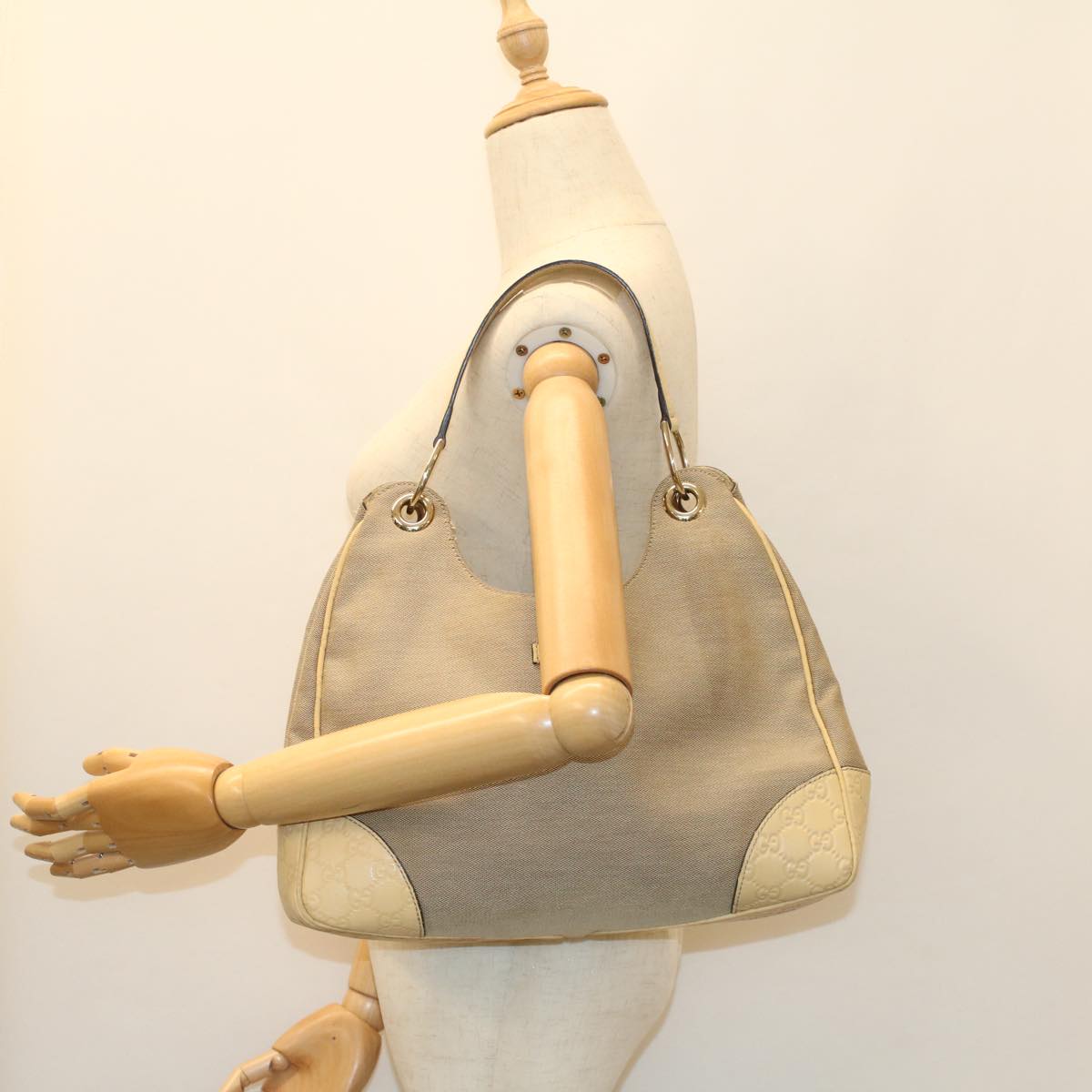 Gucci Hobo Grey Canvas Shoulder Bag