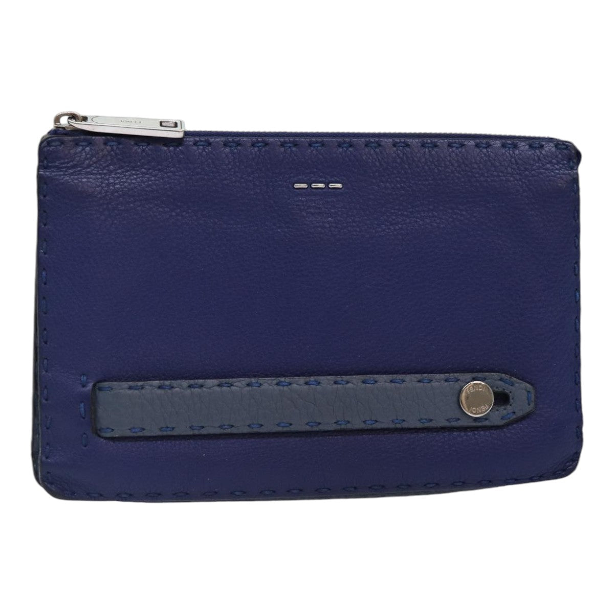 Fendi Selleria Blue Leather Clutch Bag