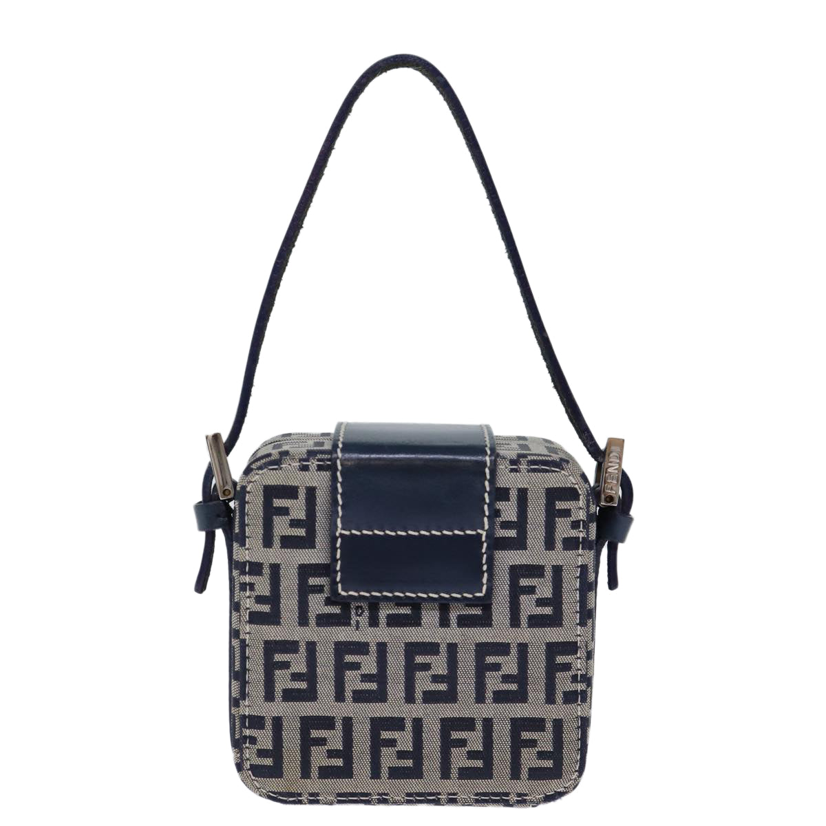 Fendi Zucchino Navy Canvas Clutch Bag