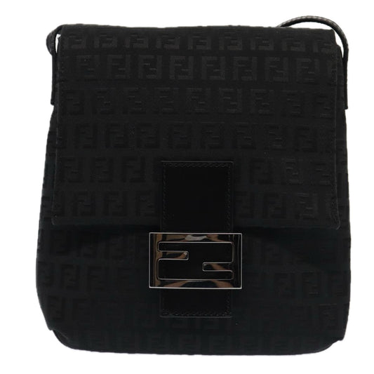 Fendi Zucchino Black Canvas Shoulder Bag