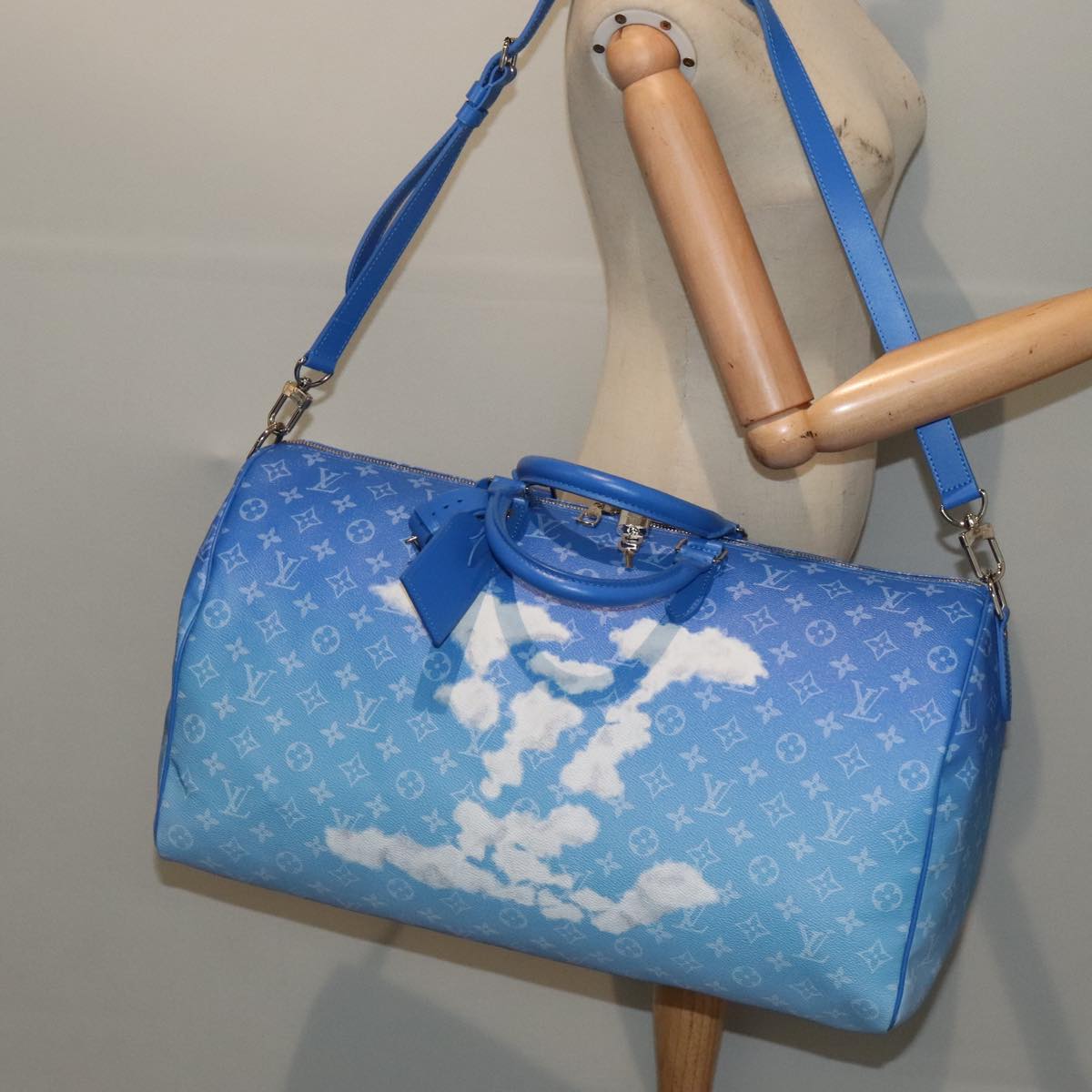 Louis Vuitton Keepall Bandouliere 50 Blue Canvas Travel Bag