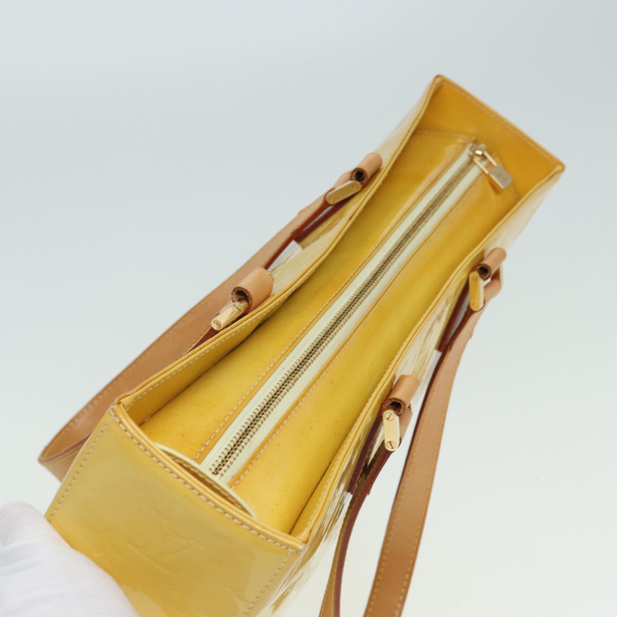 Louis Vuitton Columbus Yellow Patent Leather Tote Bag