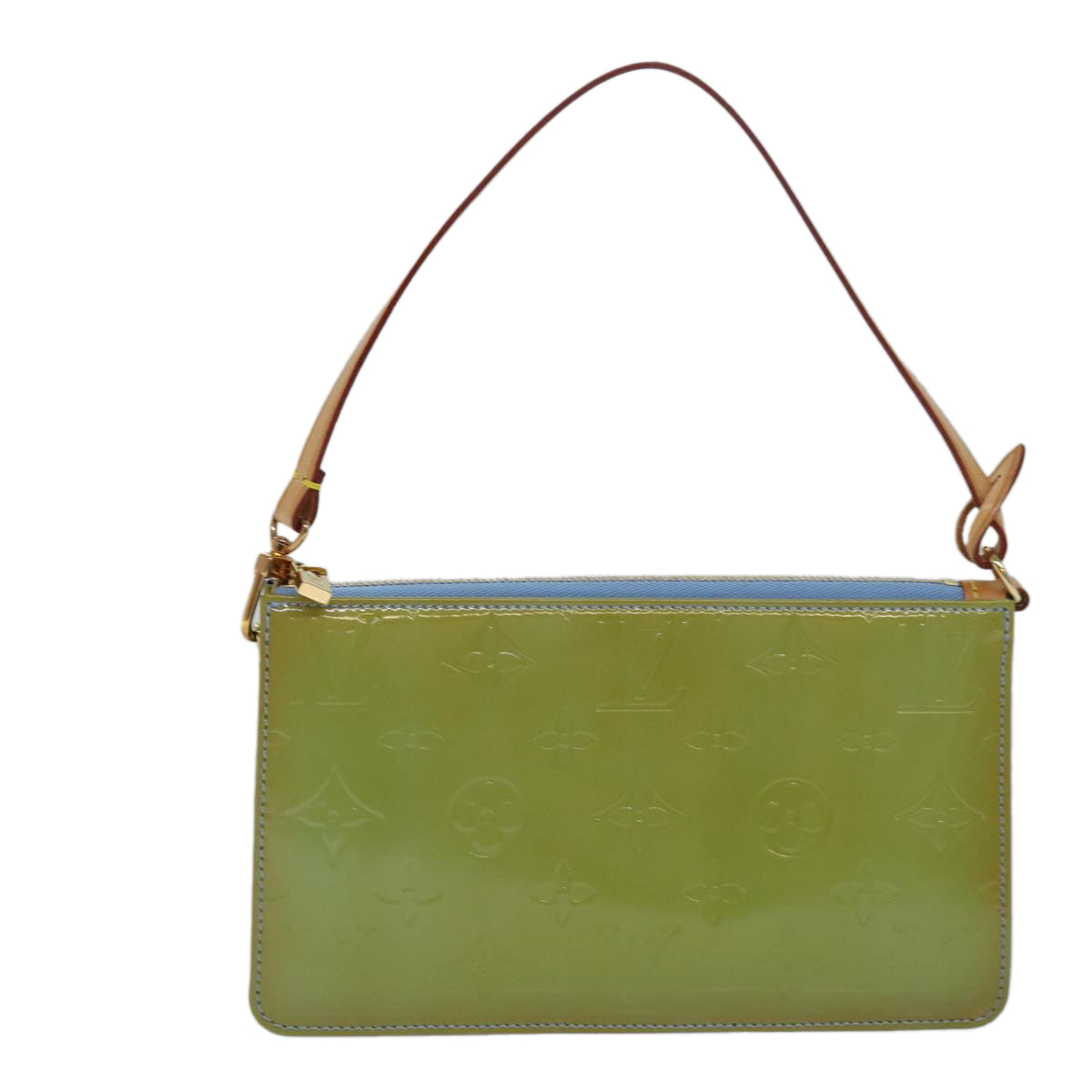 Louis Vuitton Pochette Accessoire Green Patent Leather Clutch Bag