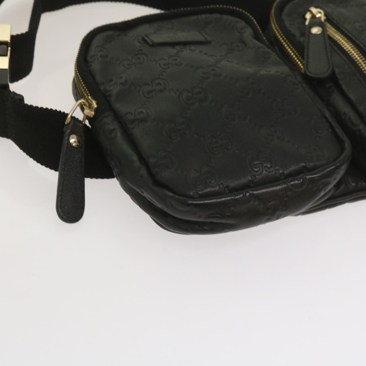 Gucci GG Signature Black Leather Shoulder Bag