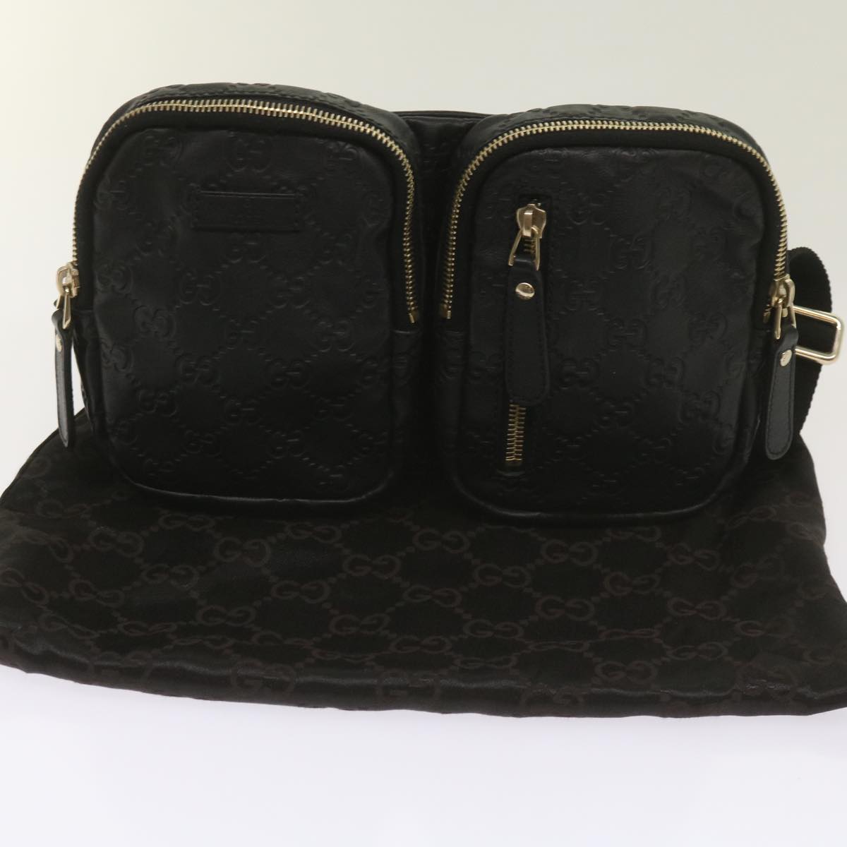 Gucci GG Signature Black Leather Shoulder Bag