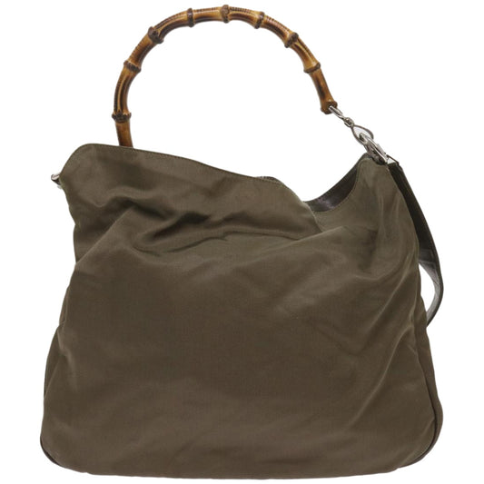 Gucci Bamboo Khaki Synthetic Shoulder Bag