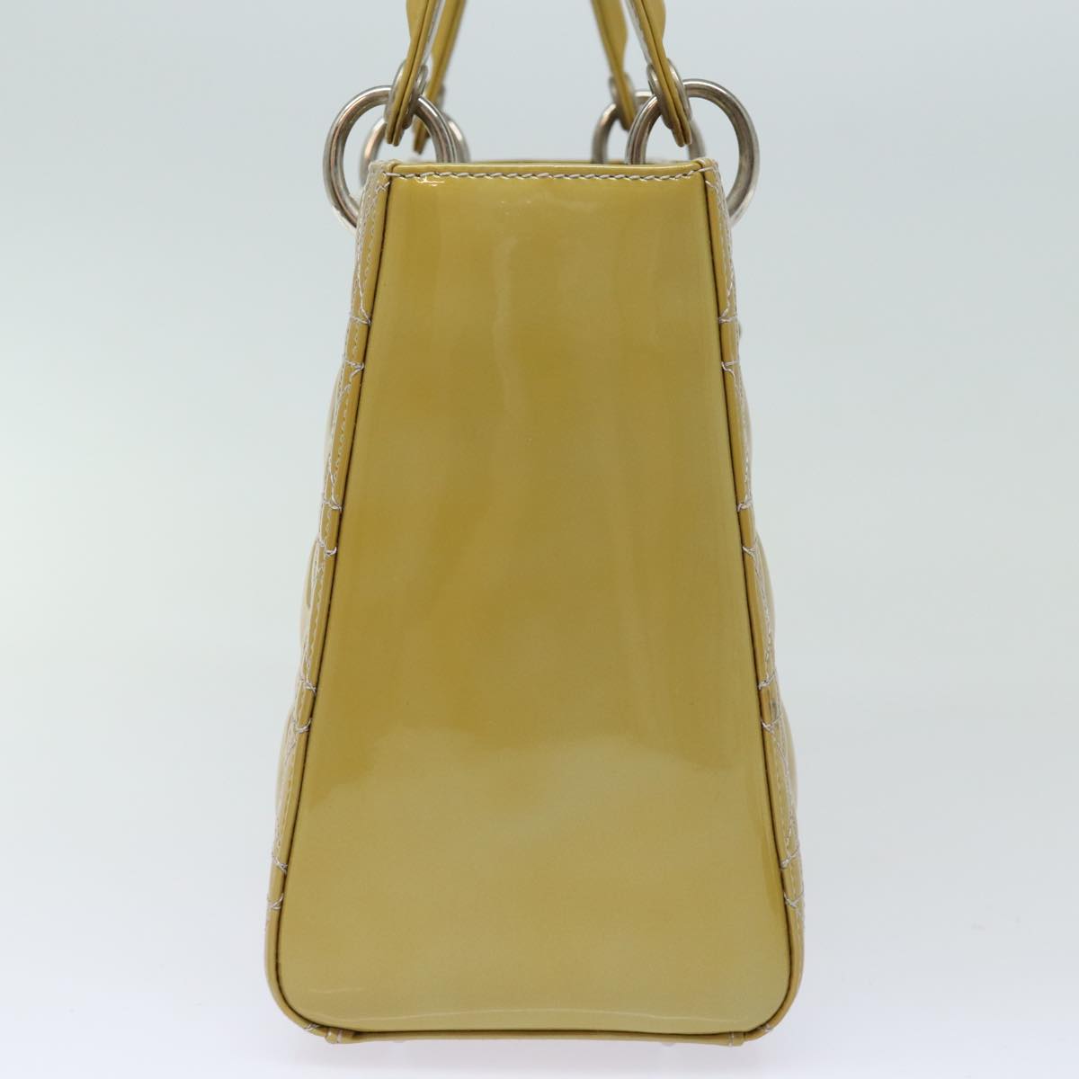 Dior Lady Dior Yellow Patent Leather Hand Bag