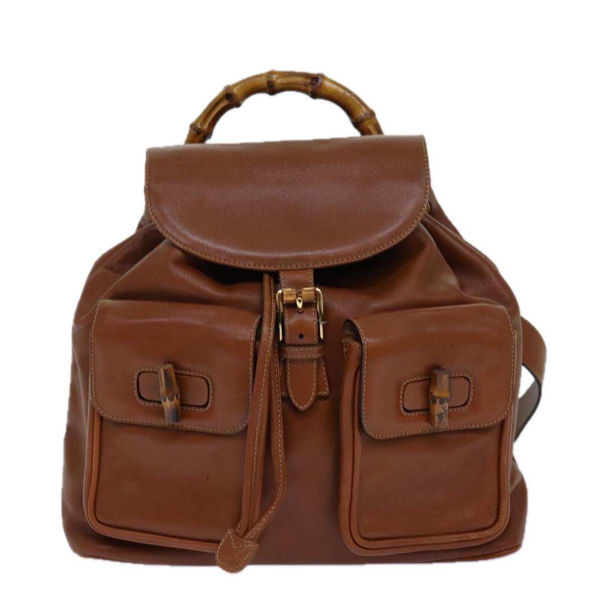 Gucci Bamboo Brown Leather Backpack Bag