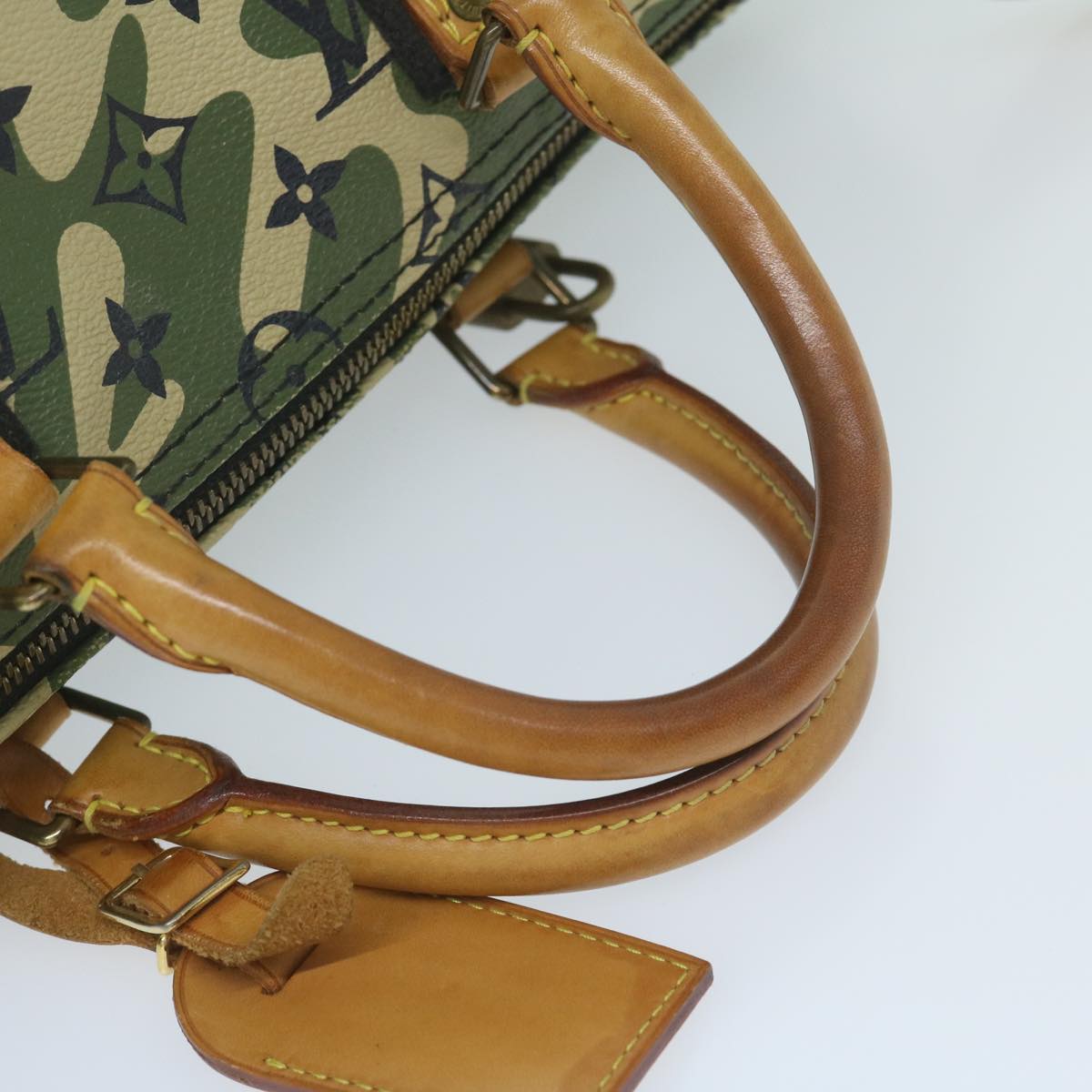 Louis Vuitton Speedy 35 Green Canvas Hand Bag