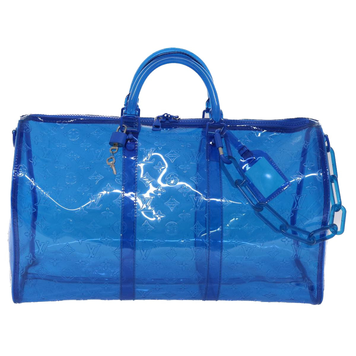 Louis Vuitton Keepall Bandouliere 50 Blue Vinyl Travel Bag