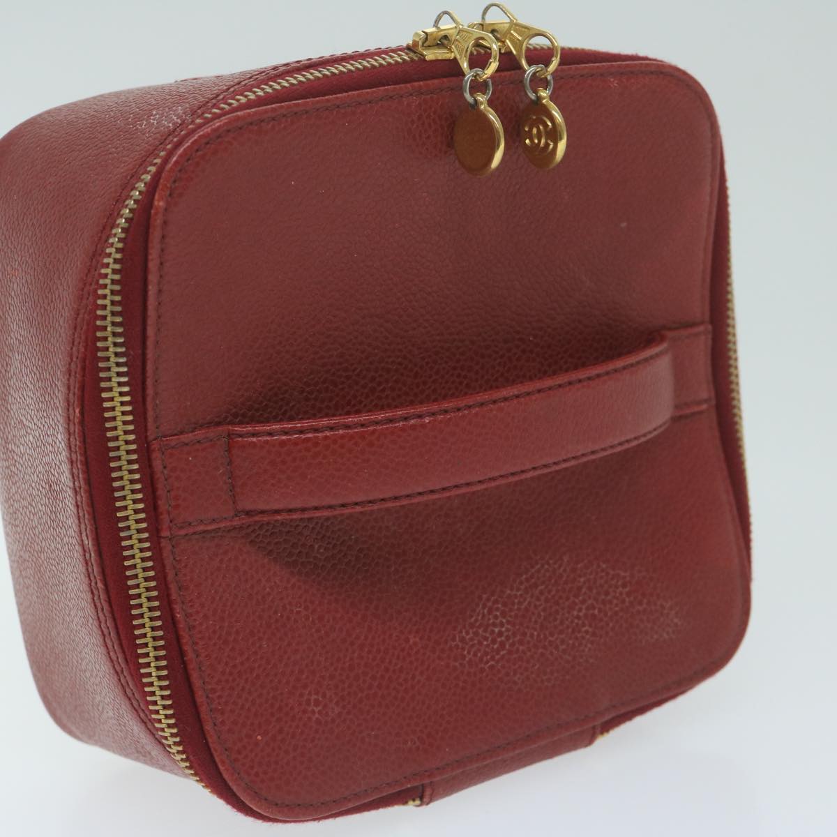 Chanel Vanity Red Leather Clutch Bag