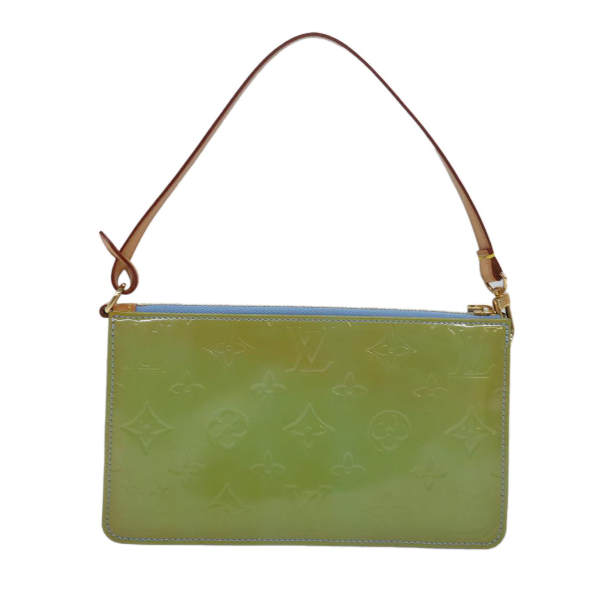 Louis Vuitton Pochette Accessoire Green Patent Leather Clutch Bag