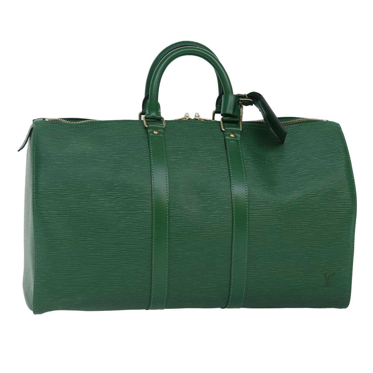 Louis Vuitton Keepall 45 Green Leather Travel Bag