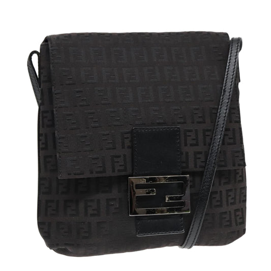 Fendi Baguette Black Canvas Shoulder Bag