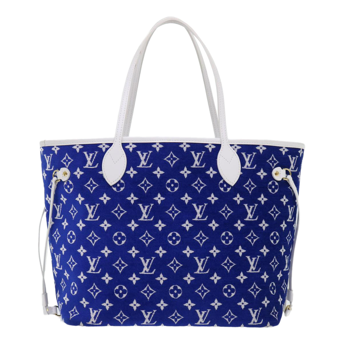 Louis Vuitton Neverfull MM Blue Leather Tote Bag