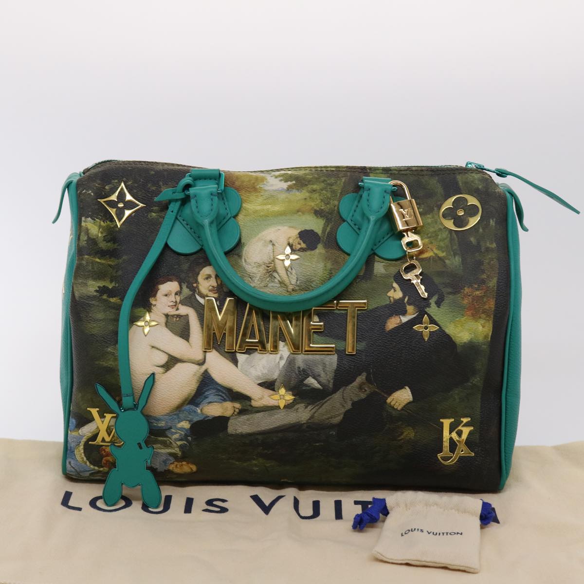 Louis Vuitton Speedy 30 Green Leather Hand Bag