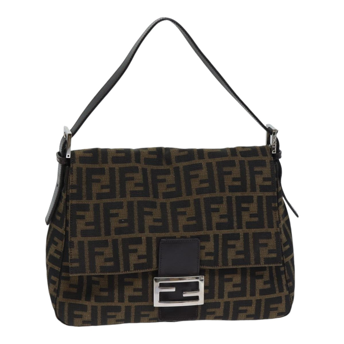 Fendi Mamma Baguette Brown Canvas Shoulder Bag