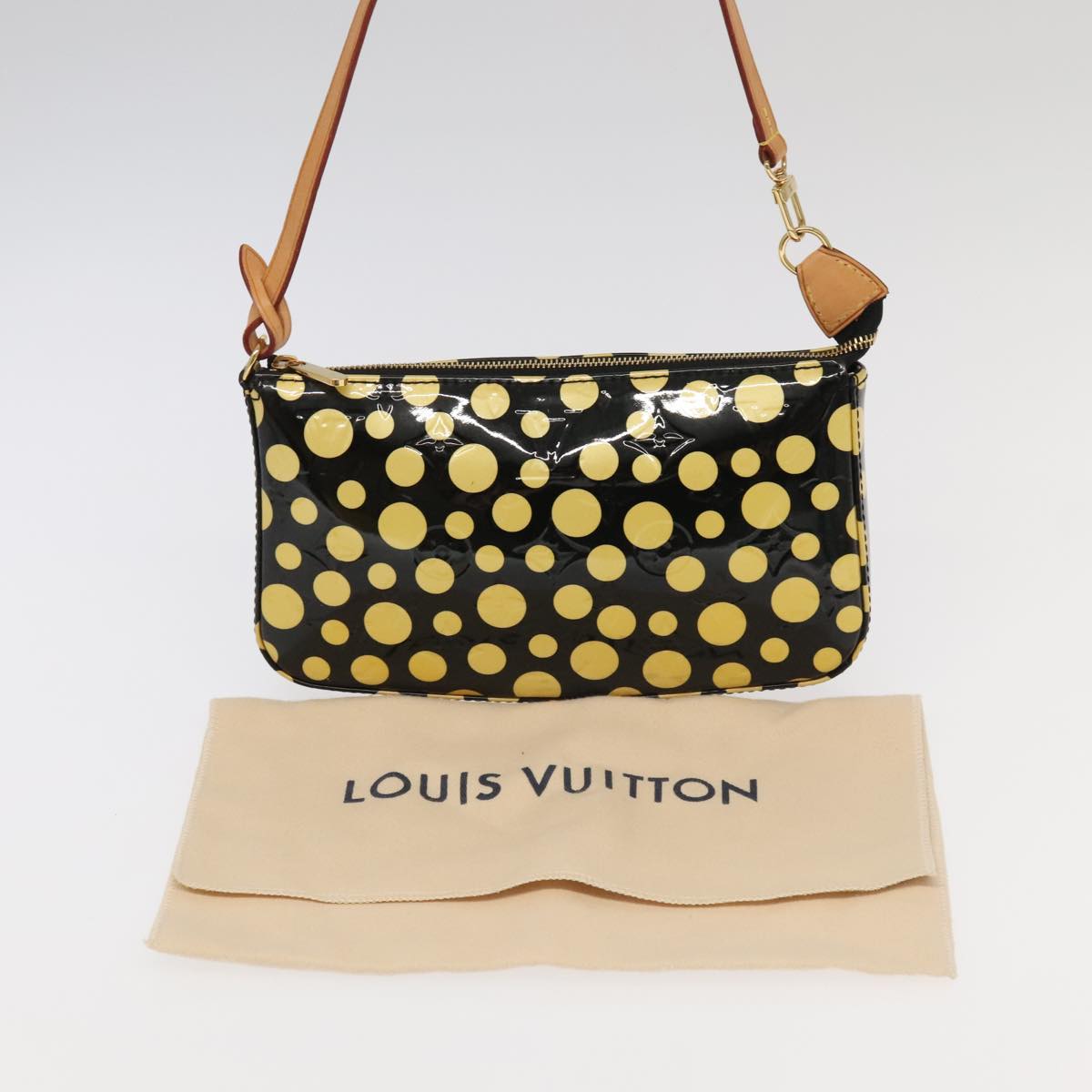 Louis Vuitton Pochette Accessoire Black Patent Leather Clutch Bag