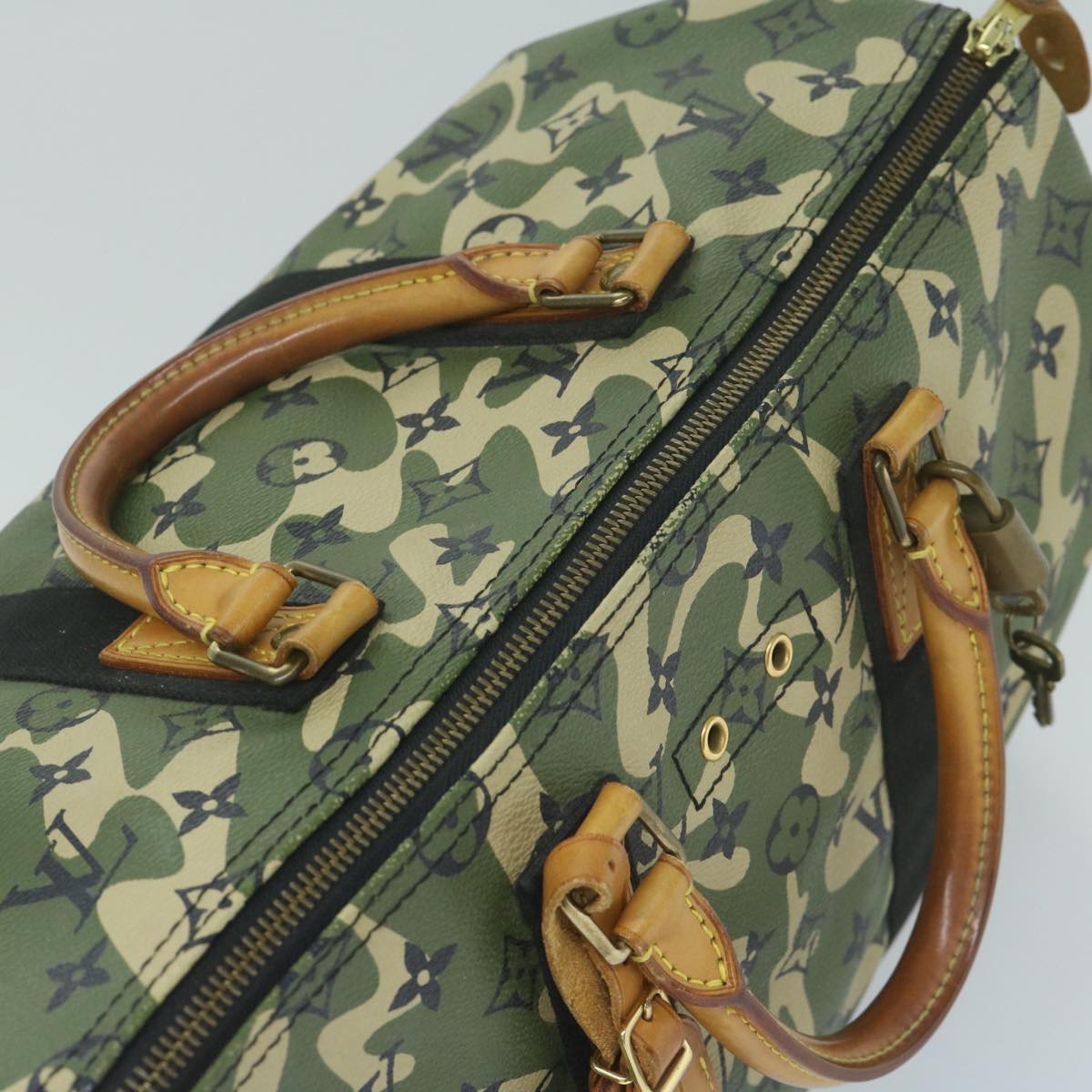 Louis Vuitton Speedy 35 Green Canvas Hand Bag