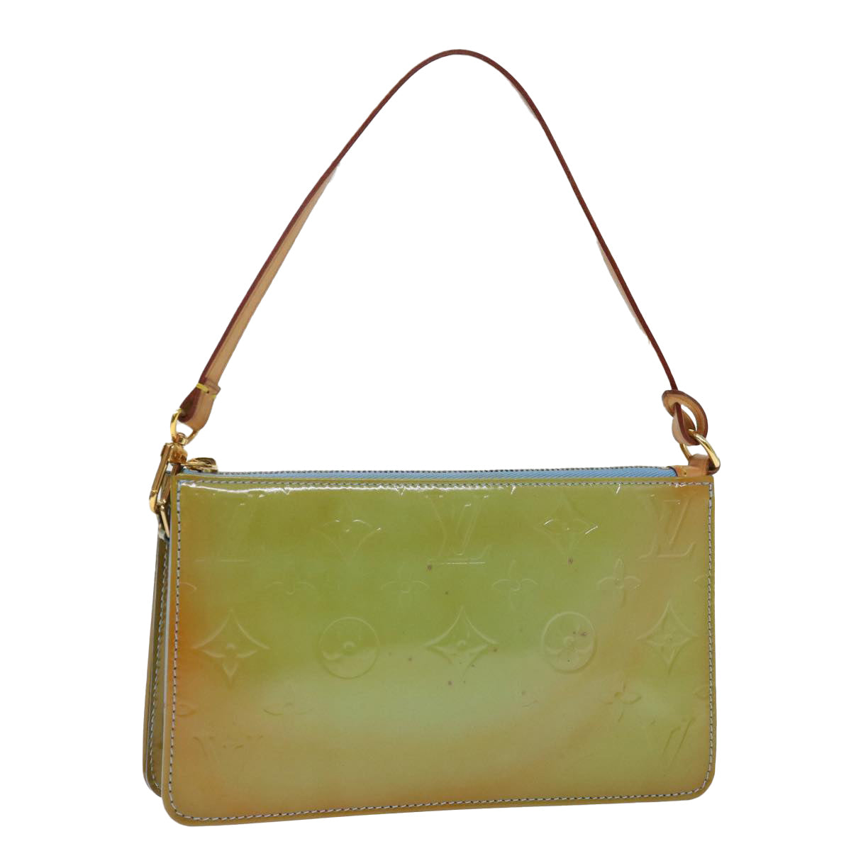 Louis Vuitton Pochette Accessoire Green Leather Clutch Bag