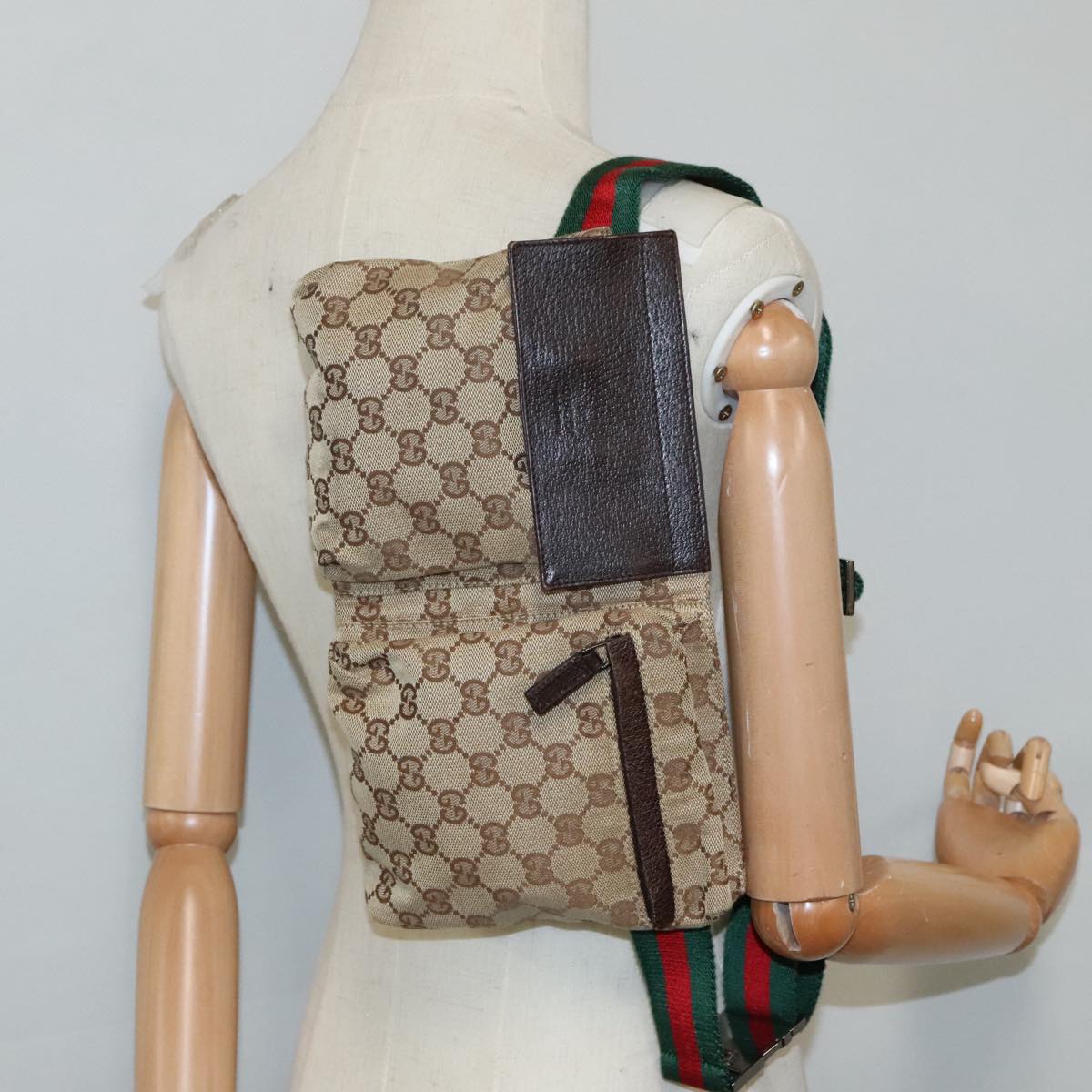 Gucci Ophidia Beige Canvas Clutch Bag