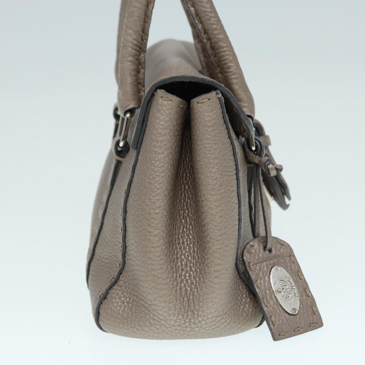 Fendi Selleria Grey Leather Hand Bag