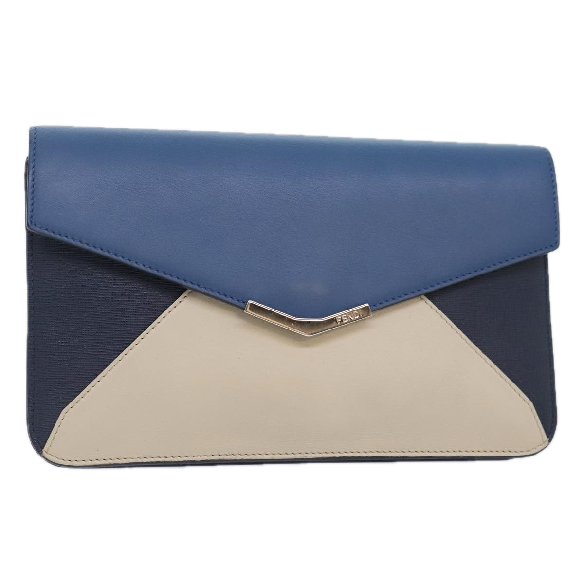 Fendi 2Jours Blue Leather Clutch Bag