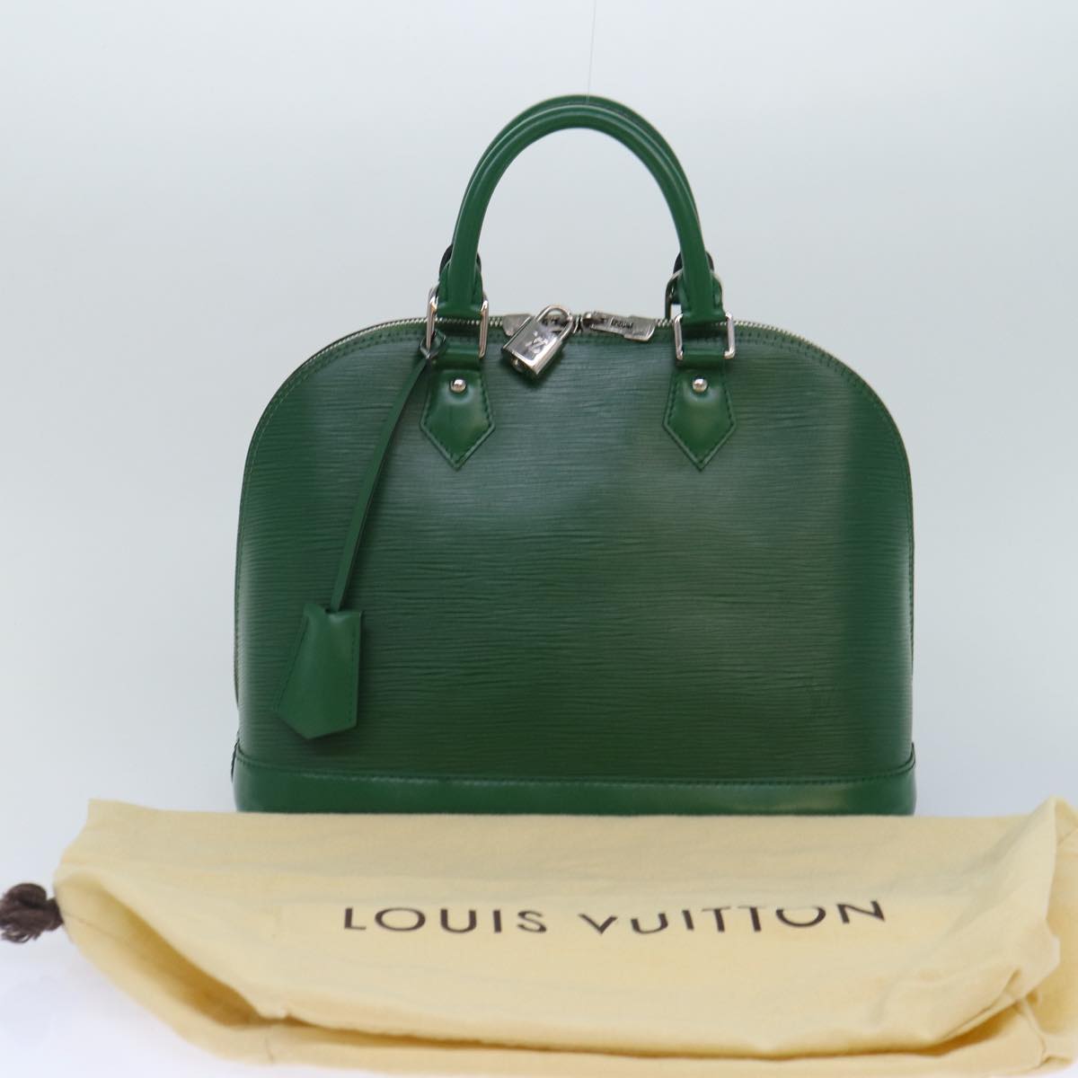 Louis Vuitton Alma Green Calfskin Hand Bag