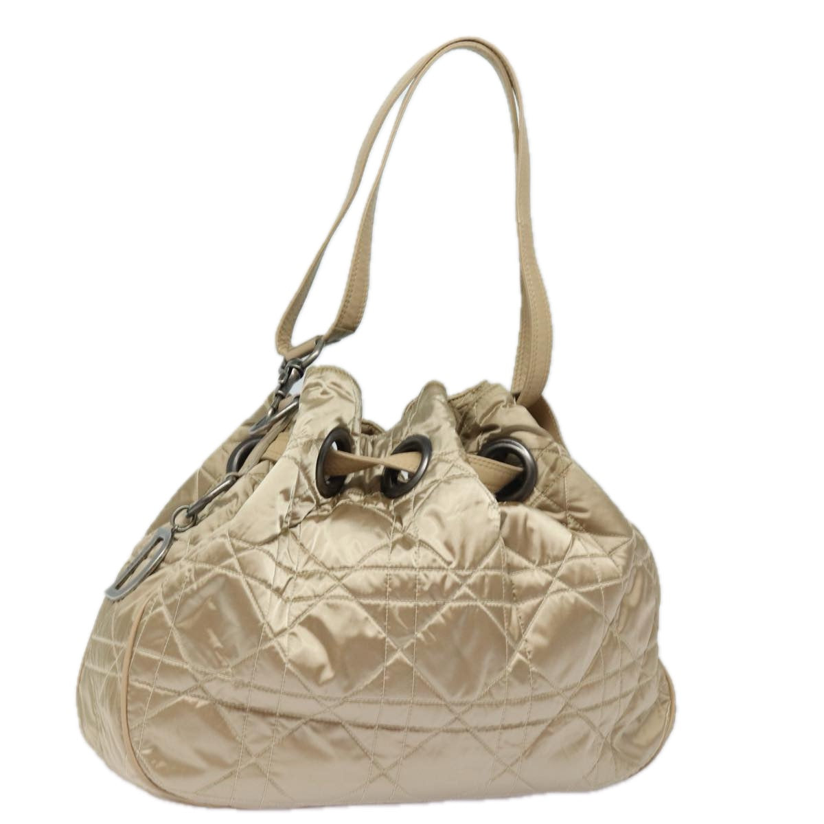 Dior Cannage Lady Beige Synthetic Shoulder Bag