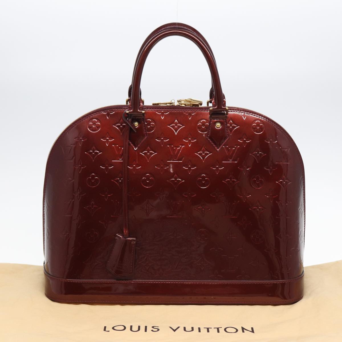 Louis Vuitton Alma Burgundy Patent Leather Hand Bag