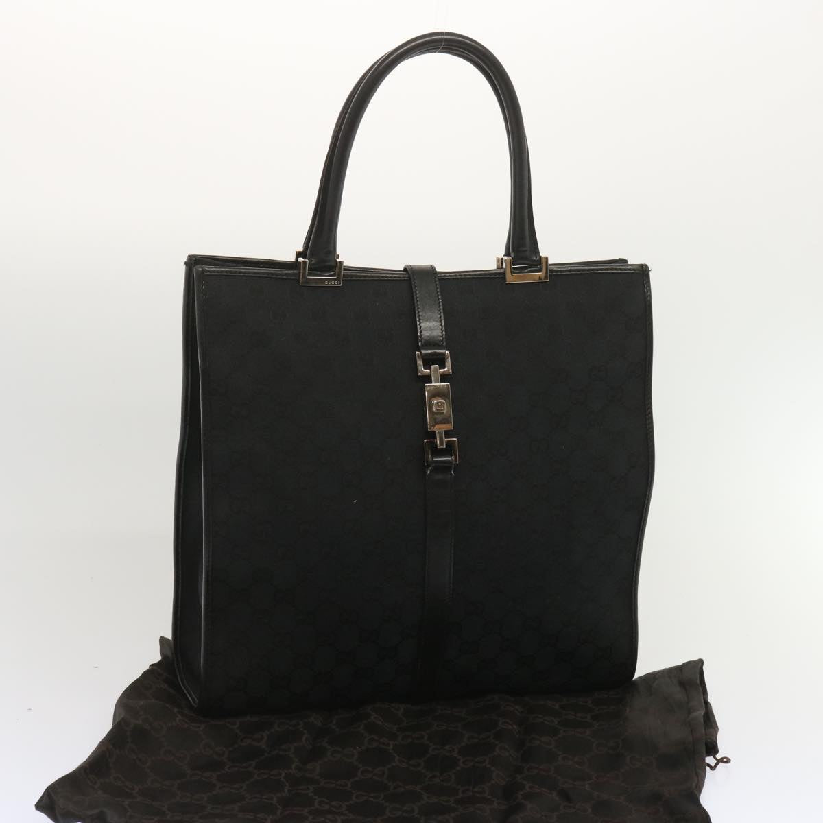 Gucci Jackie Black Canvas Hand Bag