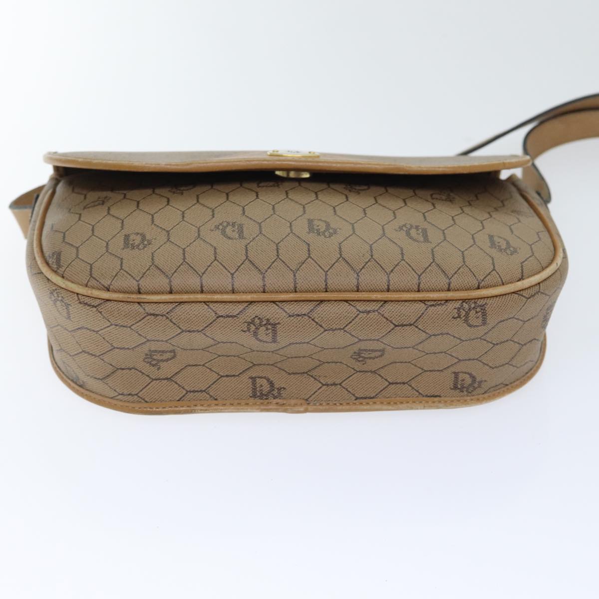 Dior Honeycomb Brown Canvas Shoulder Bag