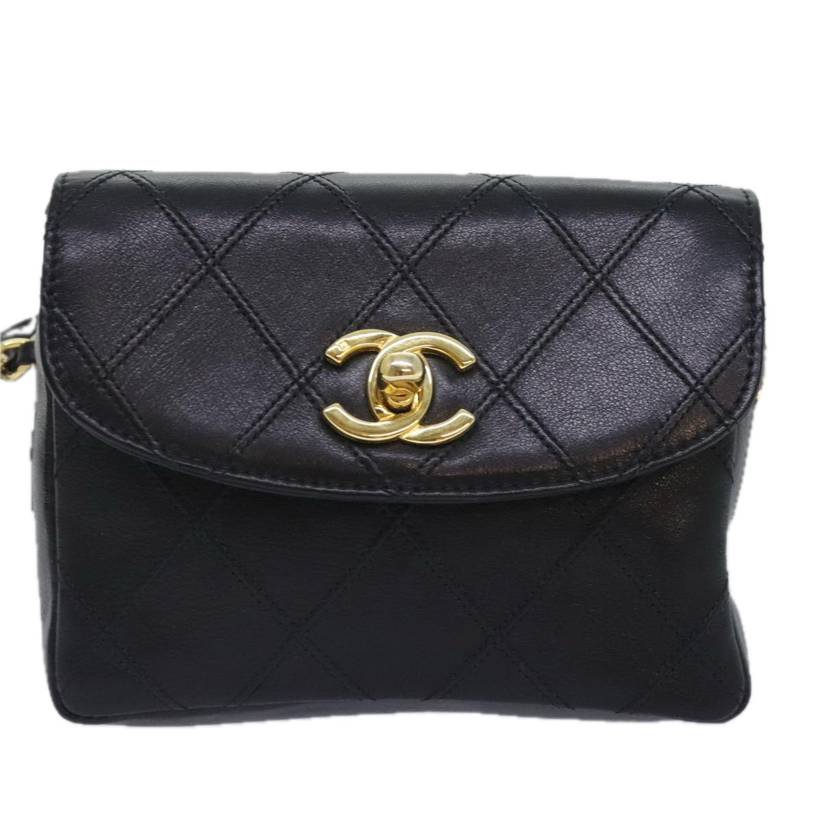 Chanel Coco Mark Black Leather Shoulder Bag