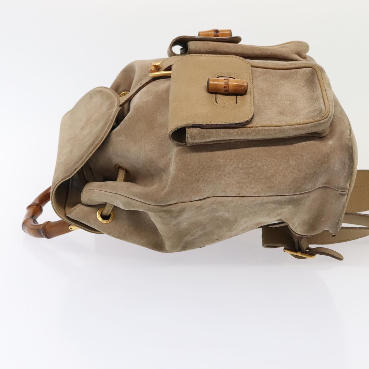 Gucci Bamboo Beige Suede Backpack Bag