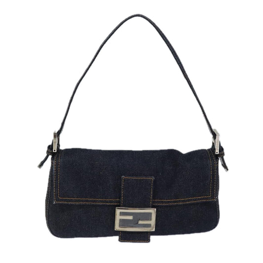 Fendi Mamma Baguette Navy Denim - Jeans Shoulder Bag