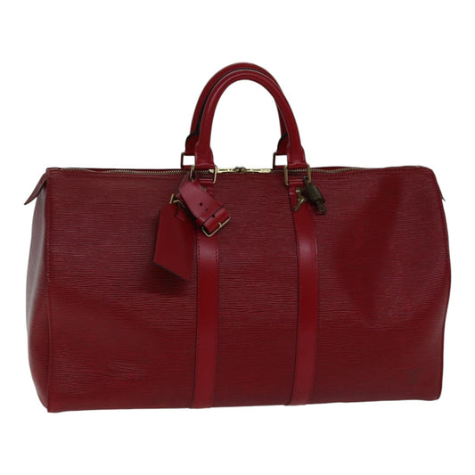 Louis Vuitton Keepall 45 Red Leather Travel Bag