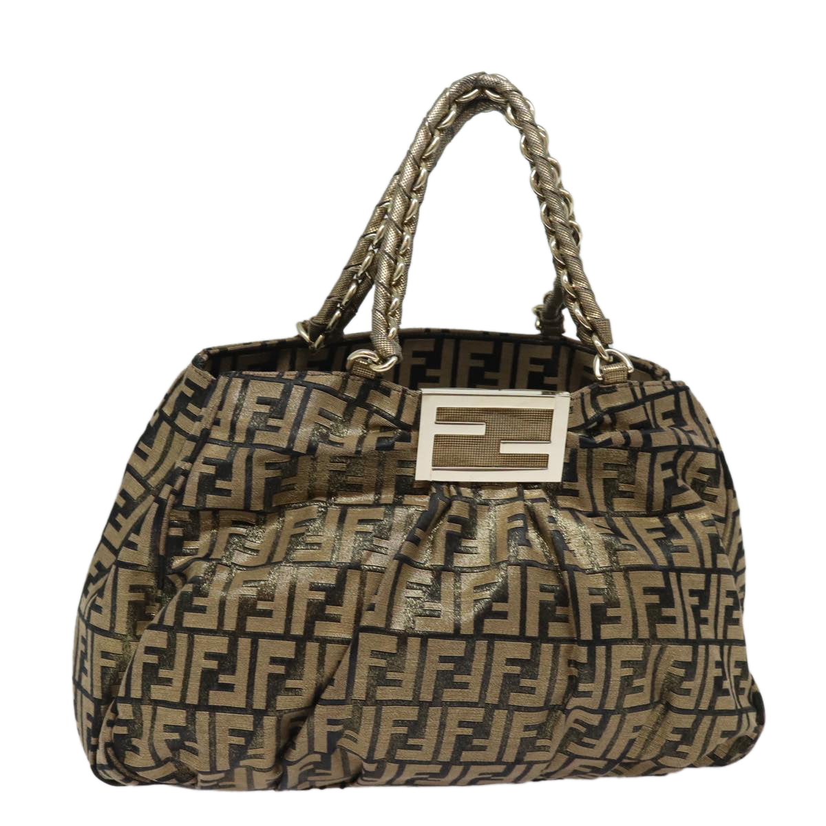 Fendi Zucca Gold Canvas Hand Bag