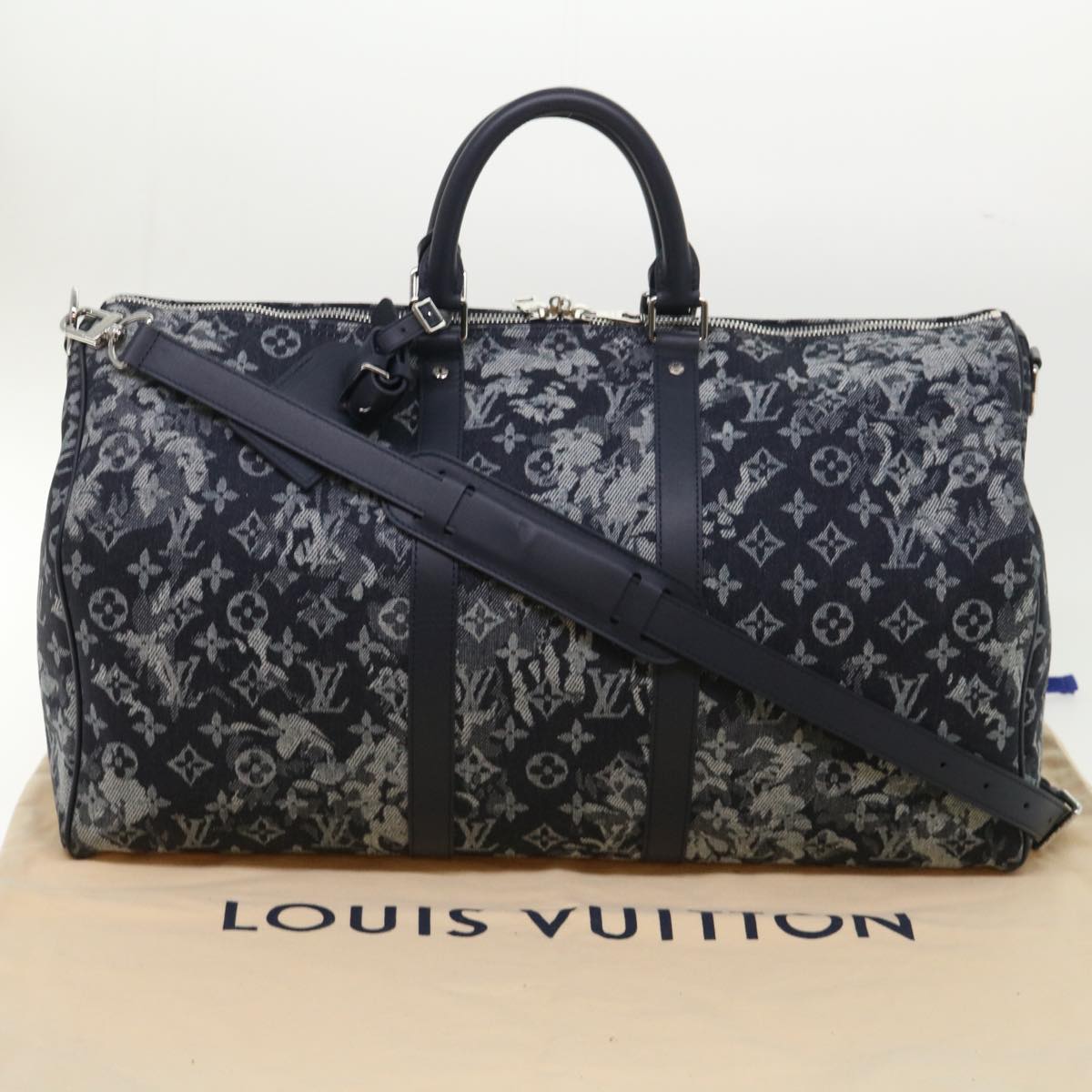 Louis Vuitton Keepall Bandouliere 50 Grey Canvas Travel Bag