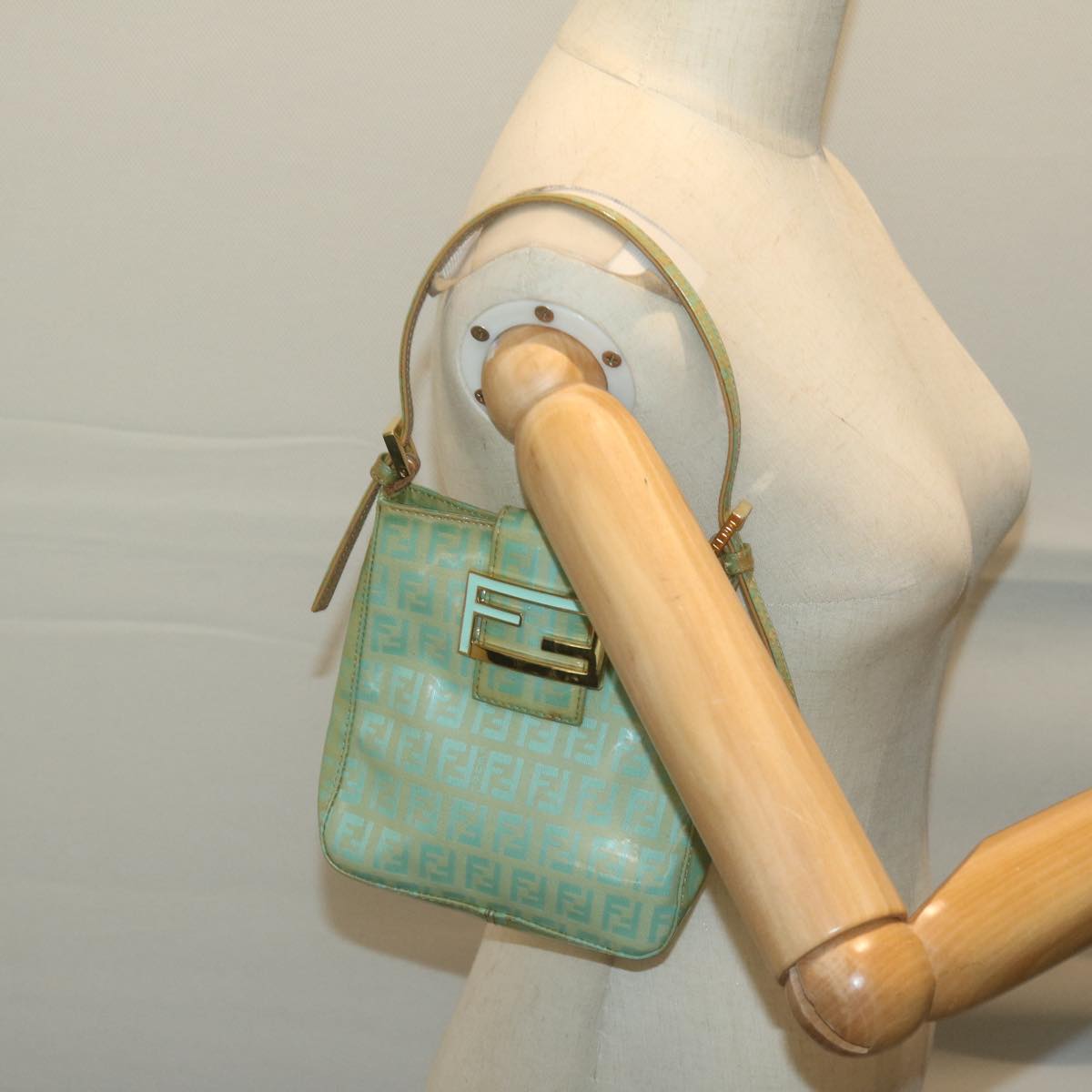 Fendi Zucchino Blue Canvas Hand Bag