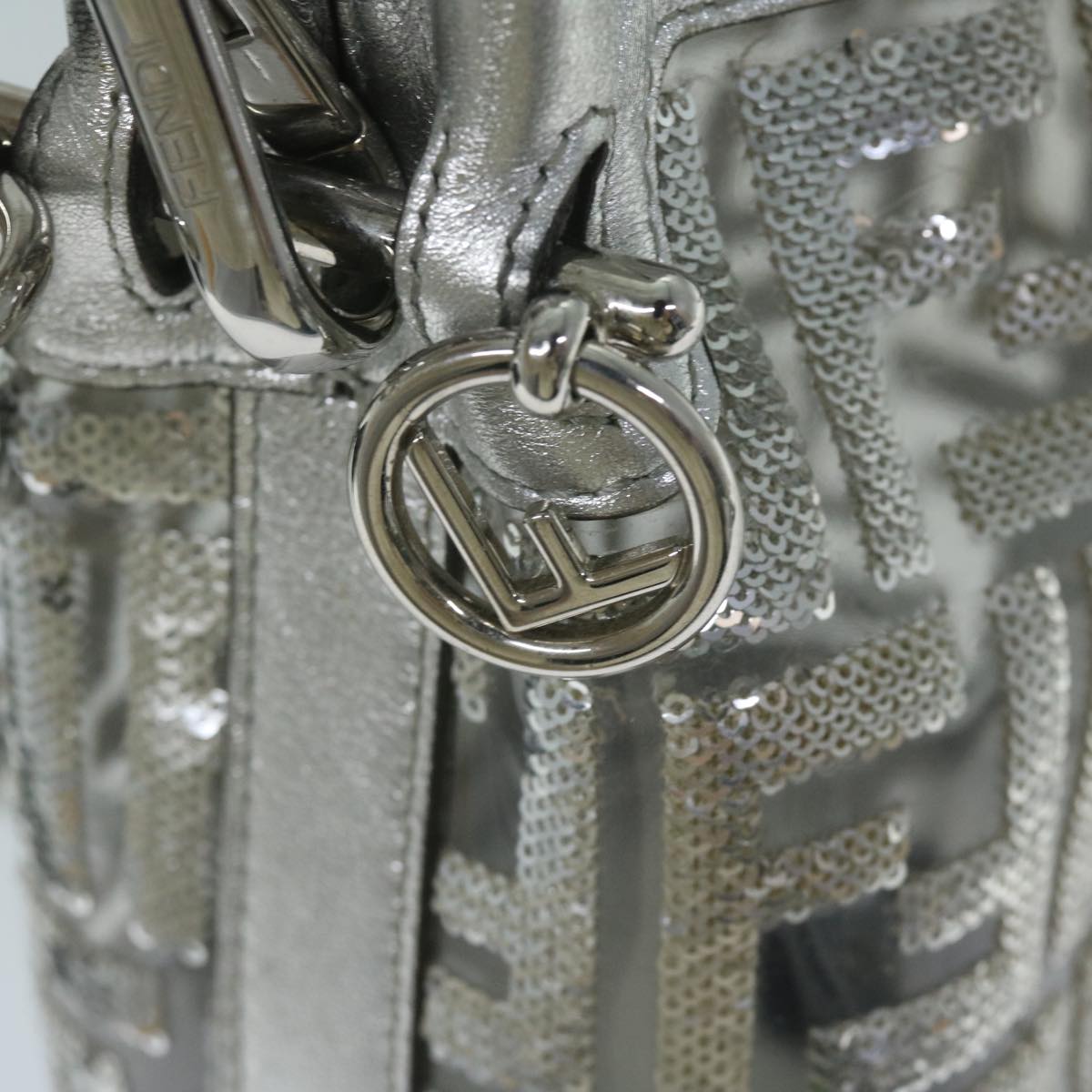 Fendi Zucca Silver Leather Shoulder Bag