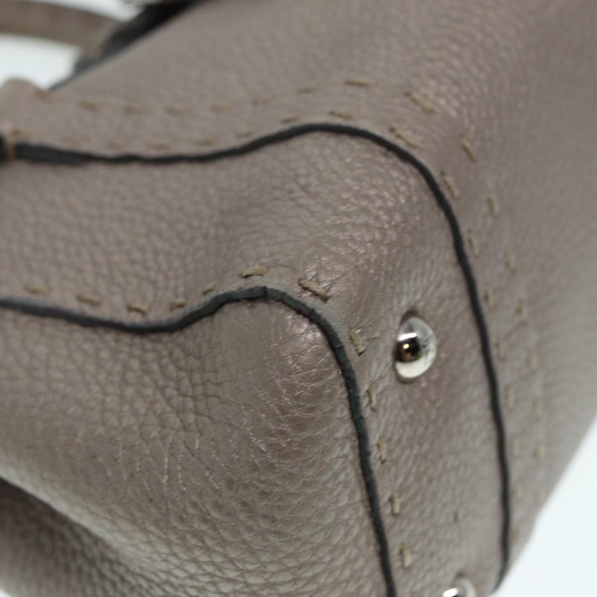 Fendi Selleria Grey Leather Hand Bag