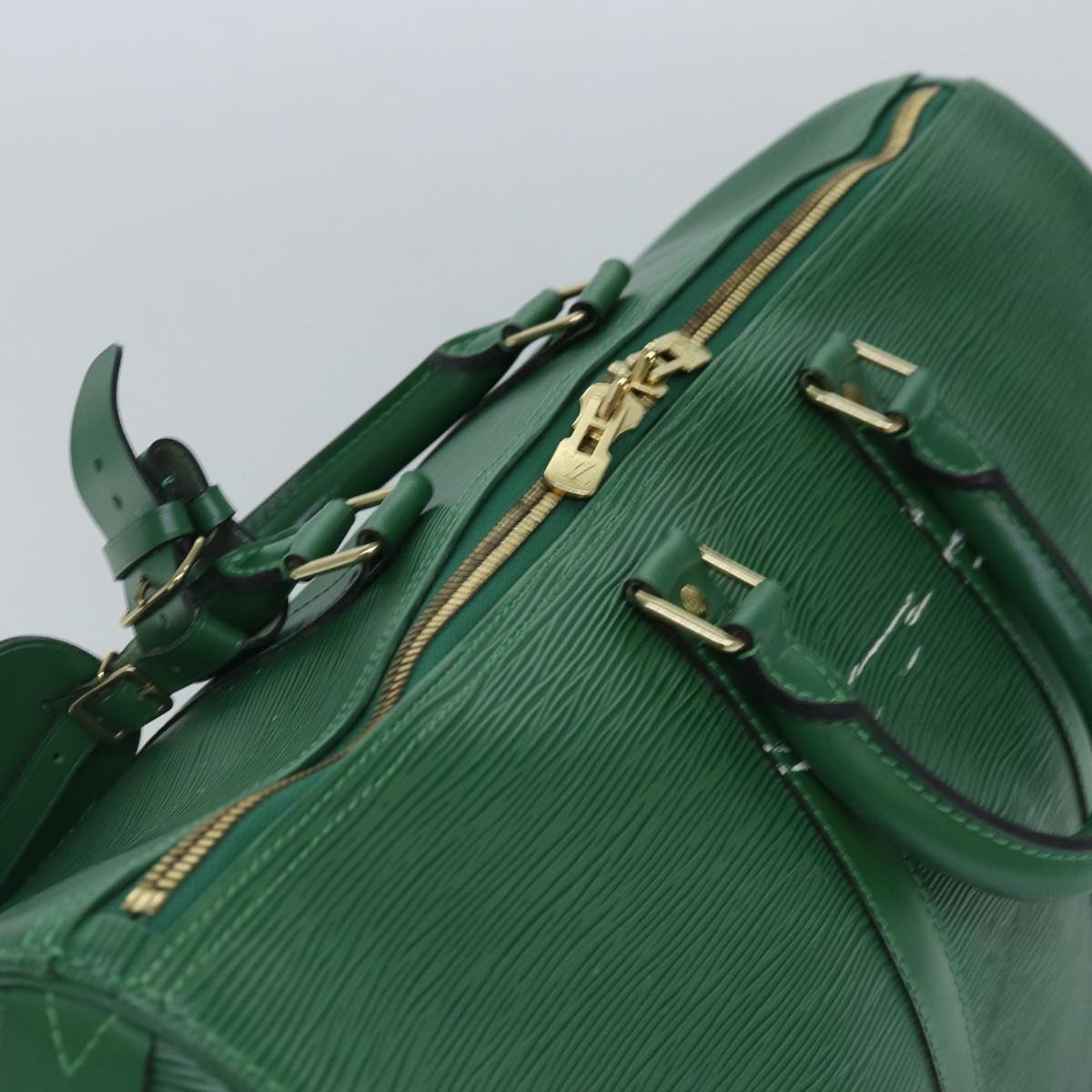 Louis Vuitton Keepall 45 Green Leather Travel Bag