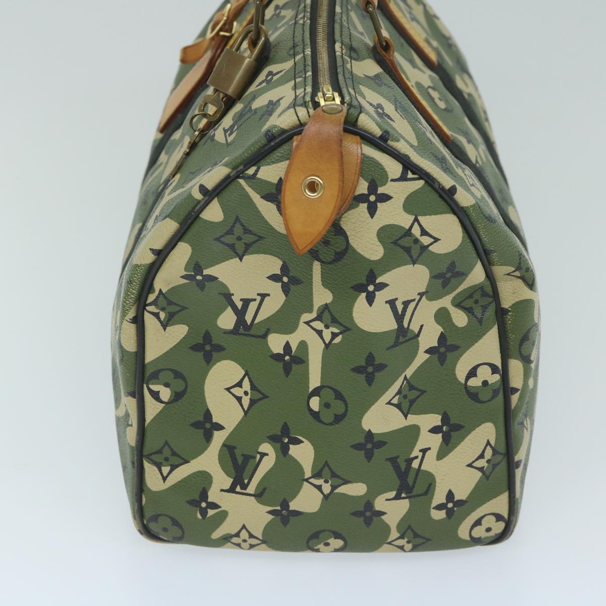 Louis Vuitton Speedy 35 Green Canvas Hand Bag