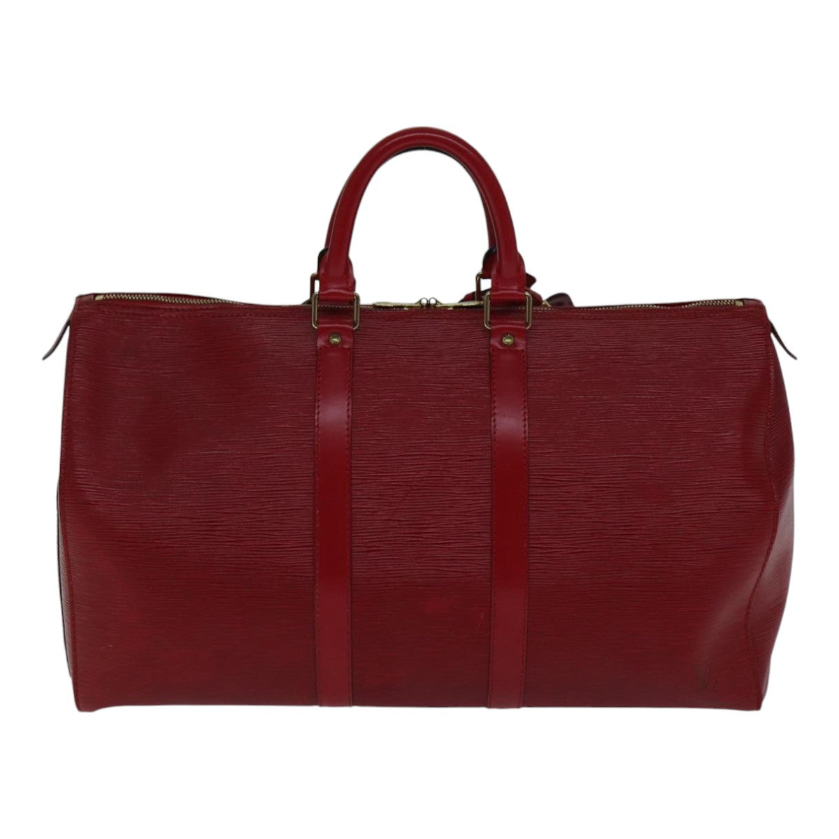 Louis Vuitton Keepall 45 Red Leather Travel Bag