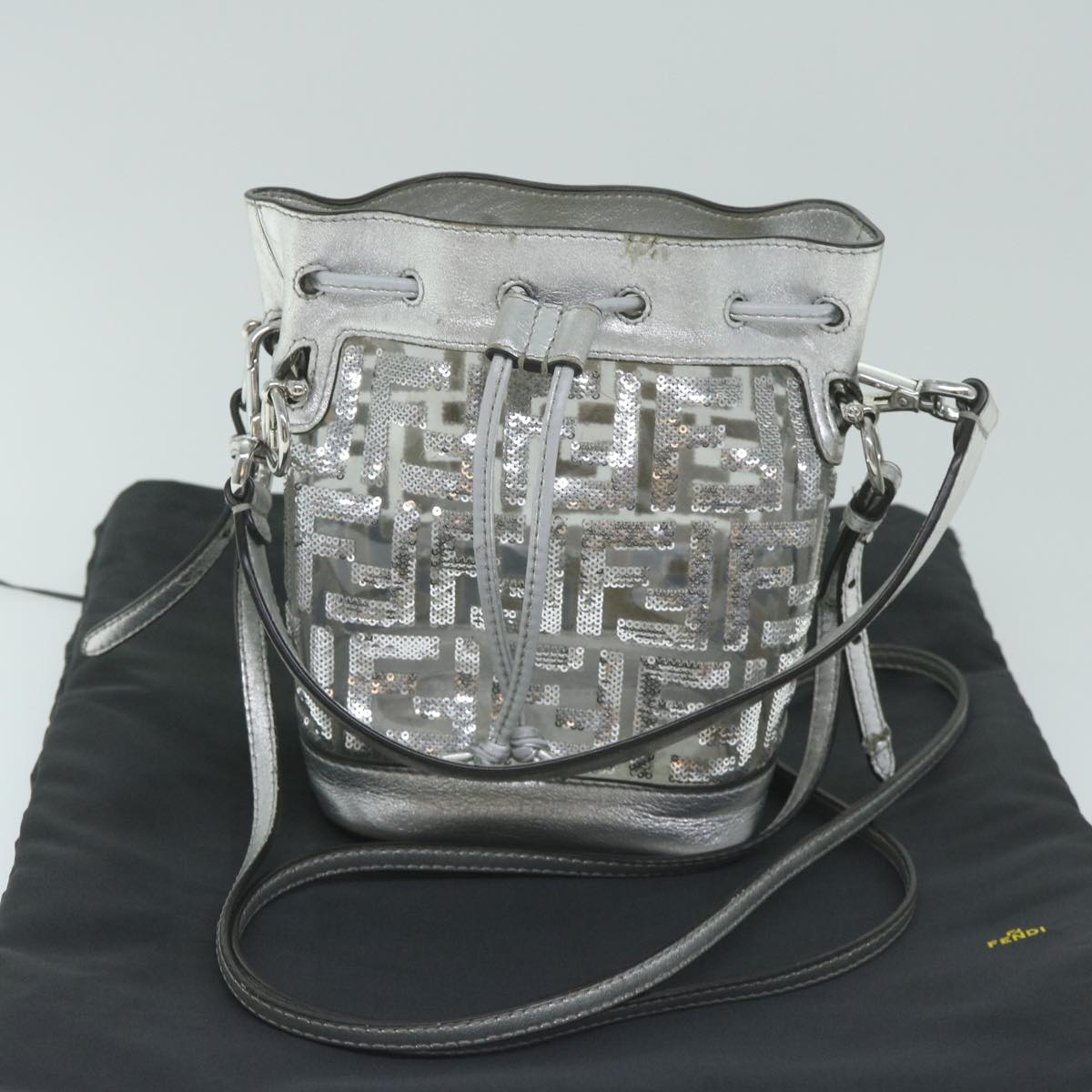 Fendi Zucca Silver Leather Shoulder Bag