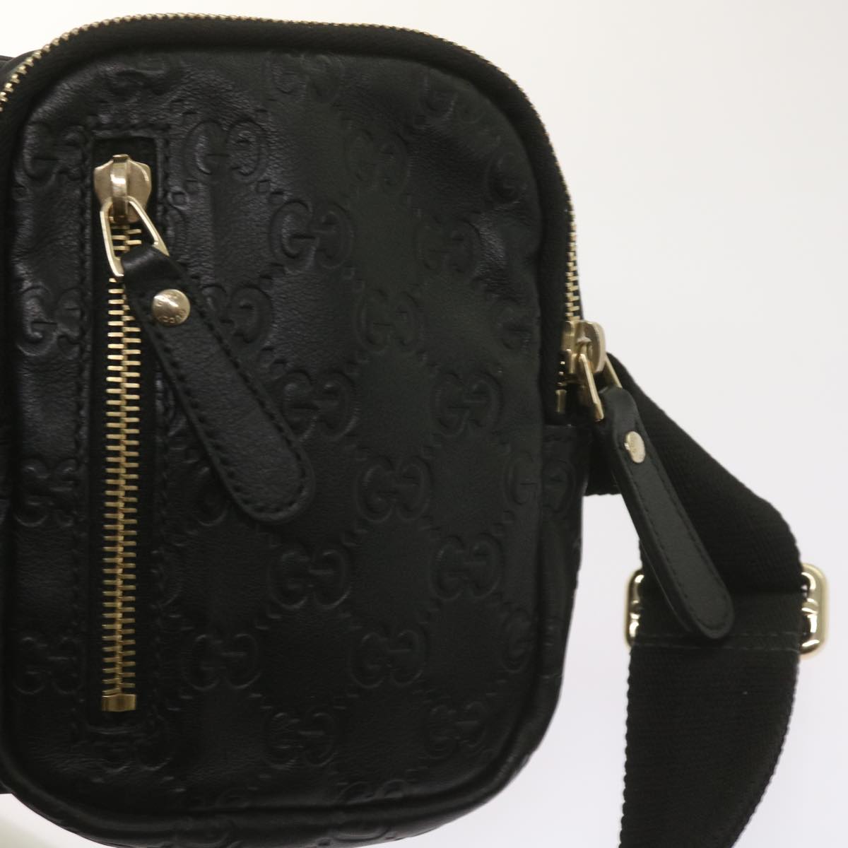 Gucci GG Signature Black Leather Shoulder Bag