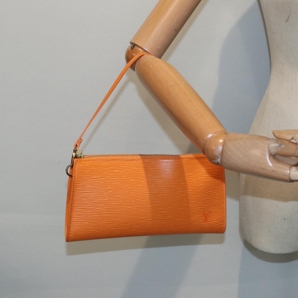 Louis Vuitton Pochette Accessoire Orange Leather Hand Bag