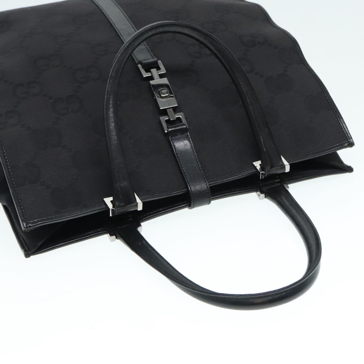 Gucci Jackie Black Canvas Hand Bag